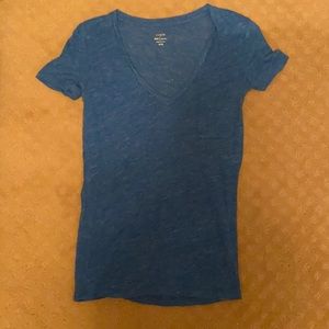 J. Crew Blue Linen V-neck